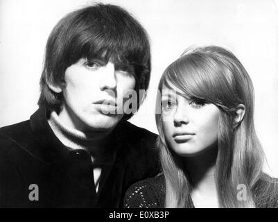 Portrait of Beatle George Harrison and wife Pattie Boyd Stock Photo