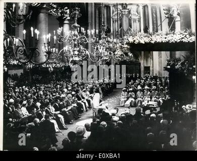 Mar. 03, 1966 - Royal Wedding In Amsterdam: Crown Princess Beat IX of the Netherlands was married in Amsterdam yesterday to Claus Von Amsberg. The civil ceremony in the Town Hall was followed by the religious ceremony in the Wester Church. Photo Shows General view inside the church during the ceremony yesterday. Stock Photo