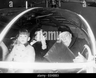 First lady Jackie Kennedy in helicopter with kids Stock Photo