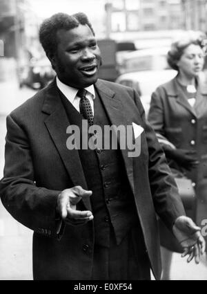 Jul 27, 1966; London, UK; Former Ghanaian High Commissioner in London, KWESI ARMAH, was re-arrested last night, hours after being released from prison by the House of Lords. He was taken to Bow Street police station and held in custody for a court appearance today on a charge alleging miappropiation of Ghana Government funds. But later Armah was again released. Mr. George Calthorpe, Armah's solicitor, called on Mr. Justice Roskill in his chambers in the Temple last night. The picture shows Mr. Kwesi Armah on his way to court. Stock Photo