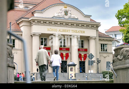 Bad Elster, Germany. 20th May, 2014. The King Albert Theater in Bad Elster, Germany, 20 May 2014. The theater was built 100 years ago and opened on 22 May 1914 by King Friedrich August III of Saxony as the last German court theater. The 100th birthday will be celebrated with a large anniversary season in 2013/14. Photo: JAN WOITAS/dpa/Alamy Live News Stock Photo