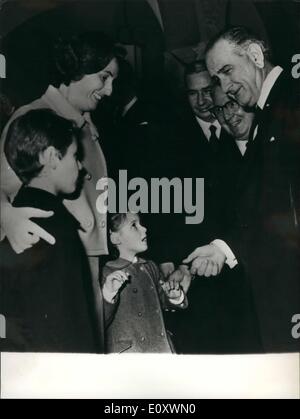 Dec. 12, 1967 - Italian President of the Republic received the President of US on his way back from Australia, at the private residence of Castelporziano. President Saragat presents to President Johnson his daughter Ernestina and his nephew Augusto o Giuseppina. Stock Photo