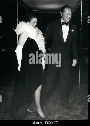 Dec. 13, 1967 - 13-12-67 Premiere of the film Doctor Dolittle . H.M. The Queen last night attended the premiere of the film Doctor Dolittle , at the Odeon, Marble Arch, London. Photo Shows: Star of the film Rex Harrison, arriving for last night's premiere, with his wife, Rachel Roberts. Stock Photo