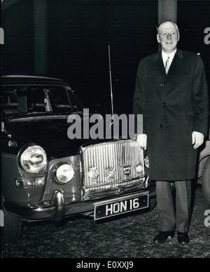 Jan. 01, 1968 - Leyland to Merger with British Motor Holdings: The biggest merger in the history of Britain's motor industry was announced today. Britain Motor Holdings, which takes in Austin, Morris, Jaguar, MG, Wolseley and Riley, are to link up with the leyland Motor Corporation. The merger will create a 505 million enterprise. A new company, to be called the British Leyland Motor Corporation is to be formed. BMH's Sir George Harrison will be chairman, and Leyland's Sir Donald Stokes deputy Chairman, managing director and Chief executive Stock Photo