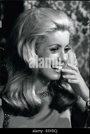 Apr. 27, 1968 - This is a picture of Catherine Deneuve during takes of the movie ''La Chamade,'' based on the book by Francoise Stock Photo