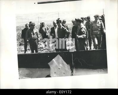 Mar. 03, 1968 - War in the Middle East Israel Attacks Jordan: Picture Shows: King Hussein visiting the scene of the last Thursday's Israeli aggression in the Jordon Valley inspecting armored vehicles and tanks left behind by Israeli forces during the battle. Stock Photo