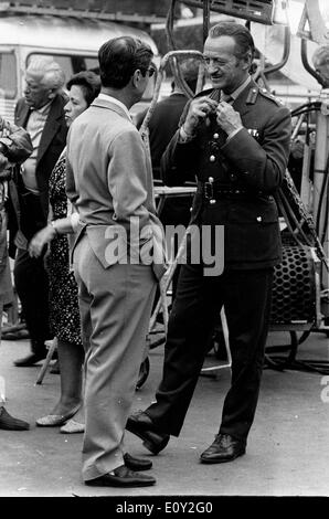 Actor David Niven with his family at a film premiere Stock Photo