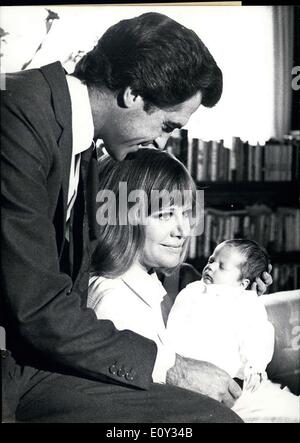 Jun. 28, 1968 - Pictured are German actress, singer, and writer Hildegard Knef, her husband David Cameron, and her baby daughter Christina Antonia. Christina Antonia was born early and was too little, weighing in at 4 1/2 lbs, so she had to remain in the hospital. Stock Photo