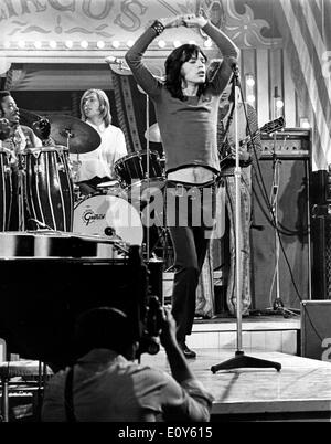 Singer Mick Jagger filming 'Rock 'n' Roll Circus' Stock Photo