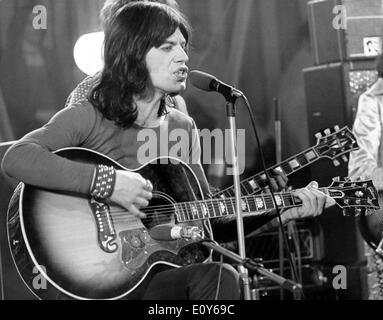 Singer Mick Jagger films 'Rock and Roll Circus' Stock Photo