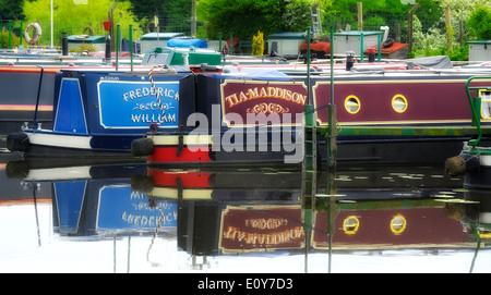 Narrowboats moored on the Cranfleet cut Nottinghamshire England UK Stock Photo