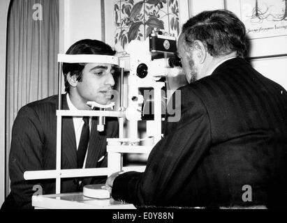 Alexander Onassis gets eye exam Stock Photo