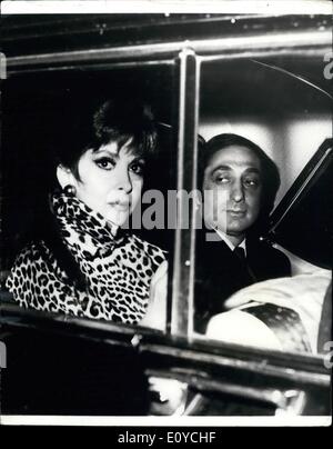 Nov. 11, 1969 - November 12th . 1969. Gina Lollobrigida to Wed. The famous actress Gina Lollobrigida is to marry an American millionaire '' some time before Christmas '' said her personal photographer last night. The millionaire is 44 year old Mr. George Kaufman . Miss Lollobrigida, an Italian , is not free to marry again under her country's law because her Austrian divorce from her previous husband is not recognised in Italy. She may have to change her nationality before the wedding to avoid being charged with bigamy by the Italian authorities. Photo shows this picture , just received Stock Photo