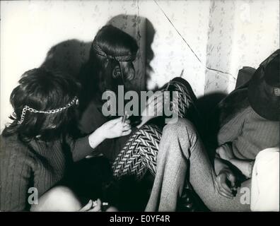 Jan. 1, 1970 - The great problem of the narcotics is actually to the attention of the authorities. The modern youth unconsciously go toward to the moral destruction of the soul and body. Photo shows the dramatic sequence of the preparation and the use of the narcotic of a group of three youngs, two girls and one boy. Stock Photo