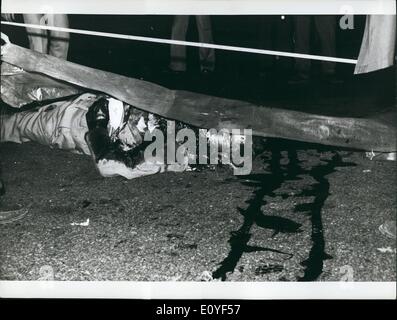 Jan. 1, 1970 - Milan Civil war: 22 year old Police agent torn to pieces by Fascist bomb. 31 persons wounded many agents have sobbed publicly. Antonio Marino, a 22 year old police agent, was torn to pieces when a bomb thrown by one fo the many new-fascist, blasted right wear killing hi instantly. This was another of the many days of extraordinary violence of Neo-Fascists who challenge openly all democratic institutions (State Government in Rome and Regional Governments everywhere) As known, the prefect of Milan had issued an order that during the period of the Milan fair, no public Stock Photo
