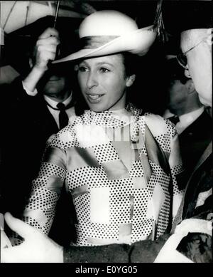 Apr. 04, 1970 - Royal Tour Of Australia: Picture Shows: Princess Anne smiles through rain as she arrived at Sydney University M Stock Photo