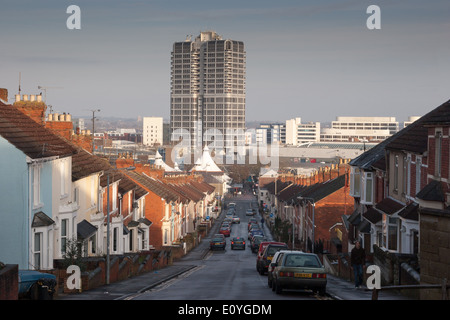 Dixon Street in Swindon overlooking Swindon town centre and the tented market Stock Photo