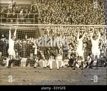 Apr. 11, 1970 - The F.A. cup Final at Wembley Chelsea Versus Leeds United: Picture Shows: Jackie Charlton, of Leeds extreme rig Stock Photo