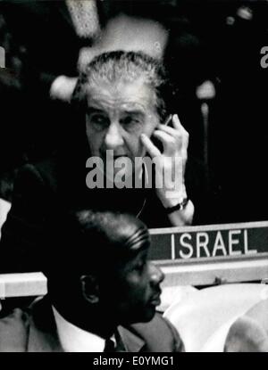 Oct. 10, 1970 - Israeli Prime Minister Golda Meir attended the UN's General Assembly marking its 25th anniversary. Adolf Grenzebach - Champion Egg Eater Stock Photo