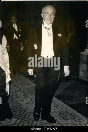 Dec. 14, 1970 - Professor Louis Neel, a Nobel Prize winner for physics in 1970, arrives to a dinner at the Royal Palace in honor of the Noble Prize. Stock Photo