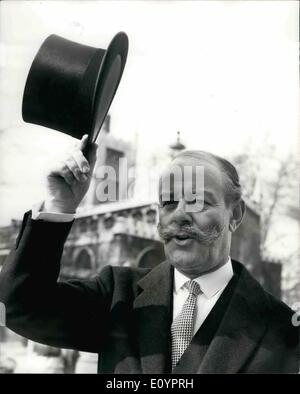 Mar. 03, 1971 - Budget Day; Photo Shows Sir Gerald Nabaroo doffs his top hat, when he arrived at the House of Commons, where the Chancellor of the Exchequer, Mr. Anthony Barber was presenting his Budget, this afternoon. Stock Photo