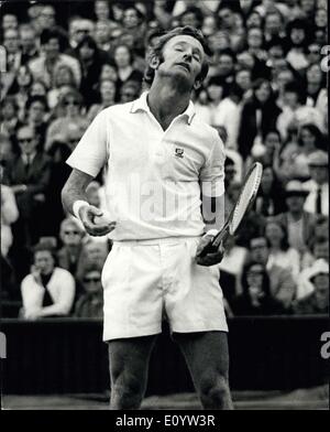 Jun. 25, 1971 - Wimbledon Tennis Championships R.Laver (Australia) versus T.Okker (Neth) Photo shows A look of despair on the face of Rod Laver when he made a bad return shot during his match against T.Okker today. Stock Photo
