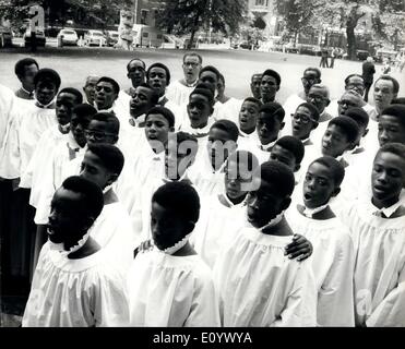 Aug. 20, 1971 - Barbados Choirboys To Sing At Westminster Abbey: Photo shows Choristers of St. Michael's Cathedra, Bridgetown, Barbados, pictured yesterday outside Westminster Abbey, London, where they will be singing until the Abbey's choir returns from holiday on Sept. 5. Stock Photo