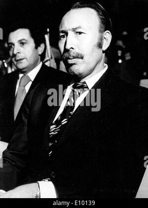 President of Algeria HOUARI BOUMEDIENNE in conference Stock Photo