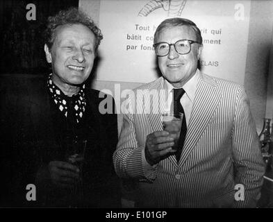 Gene Kelly and Jean-Louis Barrault at press reception Stock Photo