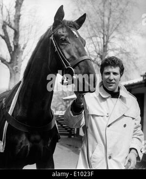 Singer Tom Jones with his horse Stock Photo