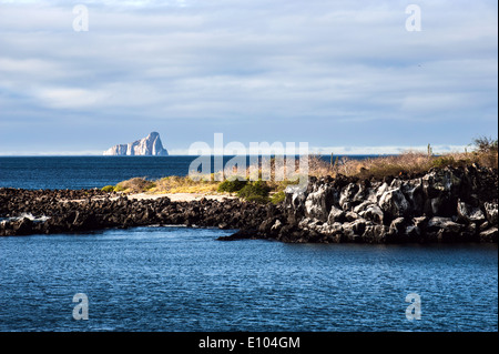 Cliff Kicker Rock - the icon of divers, San Cristobal Island, Galapagos. Stock Photo