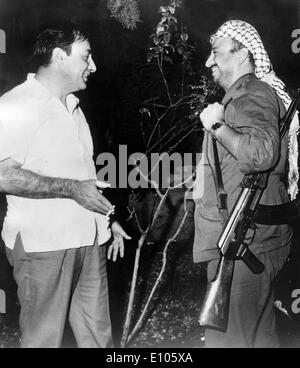 Palestinian Leader Yasser Arafat with Kamal Nasser Stock Photo