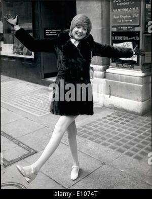 Feb. 02, 1970 - Cilla Black Expects Baby In July: Cilla Black, the 26-years o singer, is expecting her first baby towards the end of July. Her husband and personal manager Bobby Willis, announcing the news today said: ''Our baby if due to be born towards the end the July. Cilla was to have an extended series of TV, concert and cabaret appearances round the World between now and the end of summer. Now she has cancelled her late spring and summer appearance but her immediate plans are not affected.'' Picture shows: Cilla Black pictured in a happy mood, in London today. Stock Photo