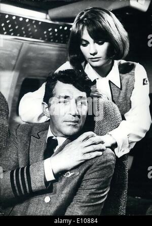 Mar. 03, 1970 - Pictured are actor Dean Martin(as flight captain Vernon Demerest) and Jacqueline Bisset(as chief stewardess Gwen) in the movie ''Airport,'' based on the bestselling American novel of the same name by Arthur Hailey. Stock Photo
