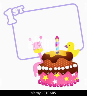 a card template wishing happy first birthday Stock Photo