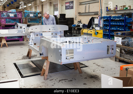 A Morgan car chassis being hand built out of aluminum at the Morgan Motors Car factory Stock Photo