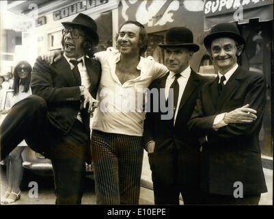 Aug. 22, 1972 - The h?ros of ''La Brigade en Folie:'' Patrick Topaloff, Philippe Claire, Jacques Dufilho, and Sim. Stock Photo