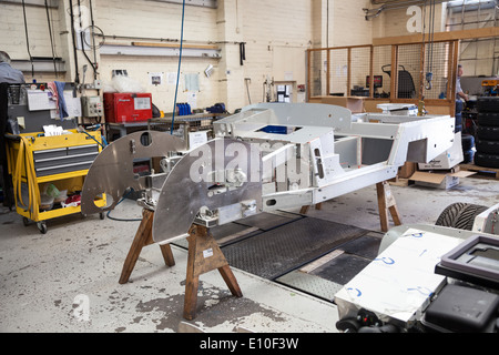 A aluminum chassis of a car at the Morgan Motors Car factory Stock Photo