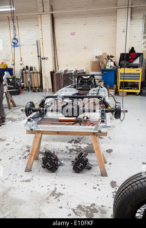 A aluminum chassis of a car at the Morgan Motors Car factory Stock Photo