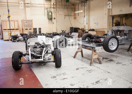 An aluminum chassis of a car at the Morgan Motors Car factory Stock Photo