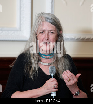 Classicist Professor Mary Beard in her signature red coat, filming BBC ...