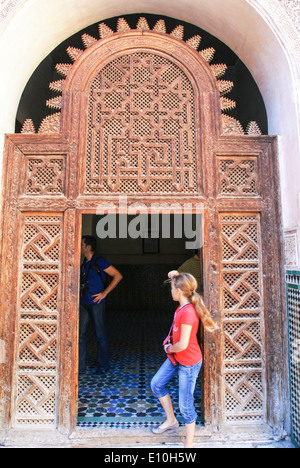 The medieval Medersa Ben Youssef Koranic School in the old Medina, Marrakesh, Morocco, North Africa. Stock Photo