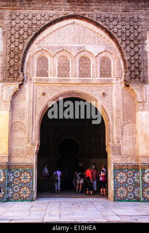 The medieval Medersa Ben Youssef Koranic School in the old Medina, Marrakesh, Morocco, North Africa. Stock Photo