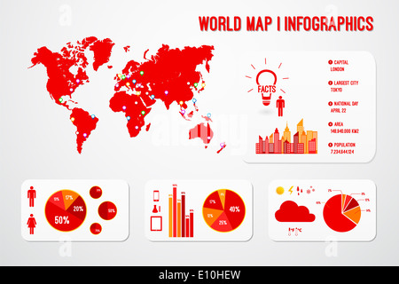 World Map Infographics Illustration Stock Photo
