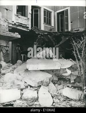 Apr. 04, 1973 - Attack On Ambassador's residence In Nicosia: Arab guerrillas recently blew up the ground floor of the block of flats in Nicosia, Cyprus, housing the Israeli Ambassador to Cyprus. the Ambassador, Mr. Rahamim Timer, had left his second floor flat just a little earlier and was unharmed. Photo shows View showing the wreckage after the attack in the block of flats housing the Israeli Ambassador in Nicosia. Stock Photo