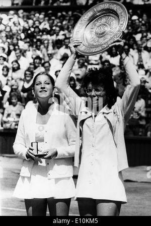 Billie Jean King beats Chris Evert Stock Photo