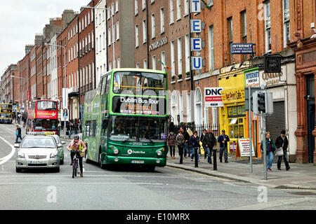 City sightseeing busses in O'Connell street, Dublin, Republic of Ireland, Europe. - 02.05.2014 Stock Photo