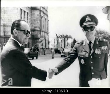 Jul. 07, 1973 - Greek Premiere Visits Naval School: Greek Premier George Papadopoulos and Commander in Chief of the Greek Armed Stock Photo