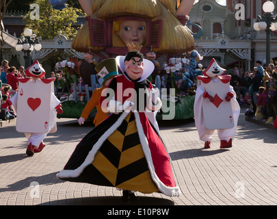 Queen of Hearts in the Disney Character Parade,  Disneyland Paris, Marne-la-Vallée, France Stock Photo