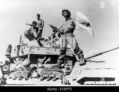 Yom Kippur War - An Israeli soldier on a tank Stock Photo